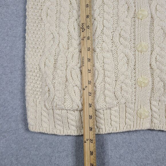 Aran Crafts Button Up Merino Wool Cardigan Knit Sweater Womens M 3/4 Sleeves - Picture 10 of 11